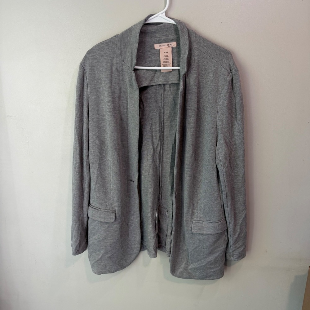Philosophy Republic Clothing Womens Gray Knit Blazer Jacket XL Shawl‎ Collar 213
